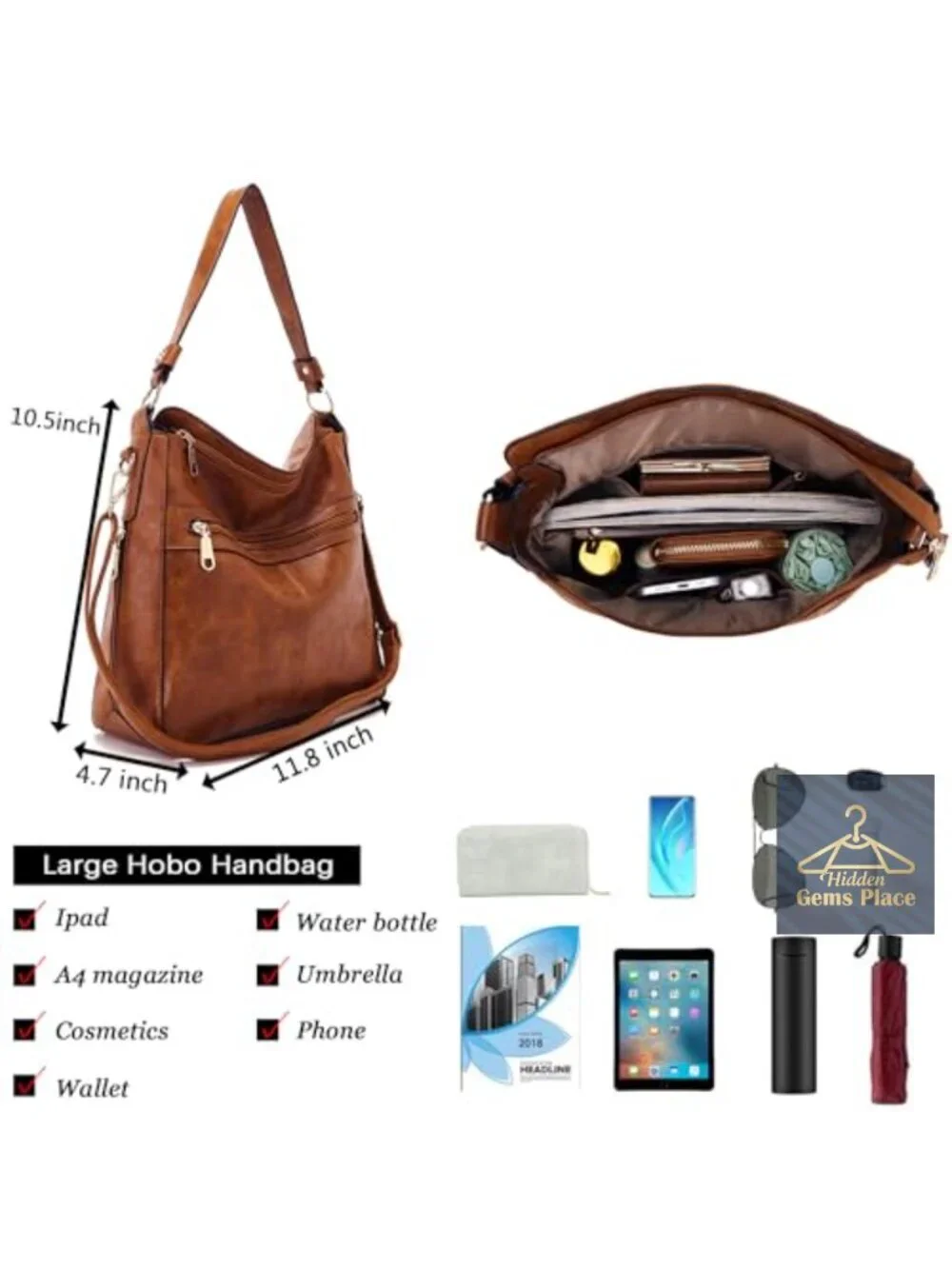4-Piece Vegan Leather Handbag Set with Hobo Bag, Crossbody, Wallet, and Coin